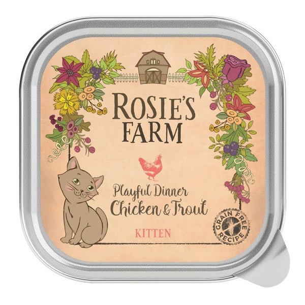 Rosie's Farm Kitten Playful Dinner with Chicken & Trout - Trays || undefined || view 1