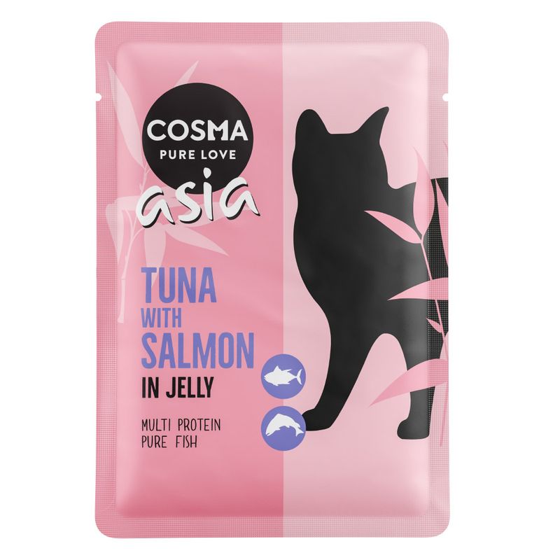 Cosma Asia Pure Love, tuna with salmon in jelly. Multi protein, pure fish.