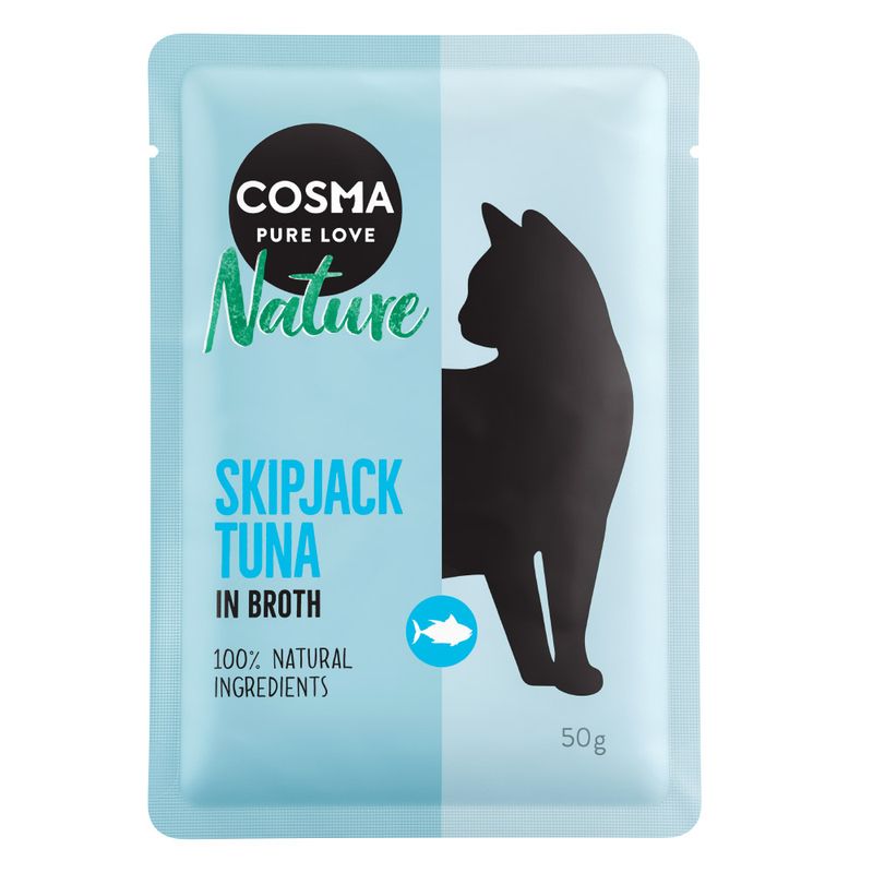 Cosma Pure Love Nature Skipjack Tuna in Broth, 100% natural ingredients, 50g.