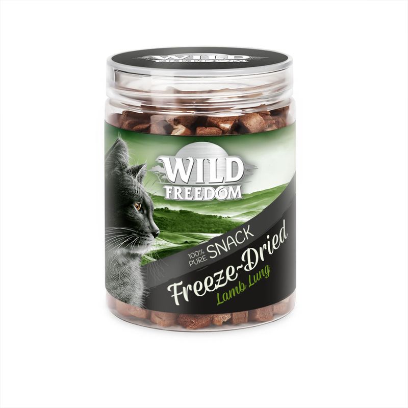Wild Freedom 100% Pure Snack Freeze-Dried Lamb Lung. Pack with freeze-dried snacks for cats.