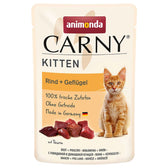 Animonda Carny Kitten Beef + Poultry. 100% fresh ingredients, grain-free, Made in Germany with taurine.