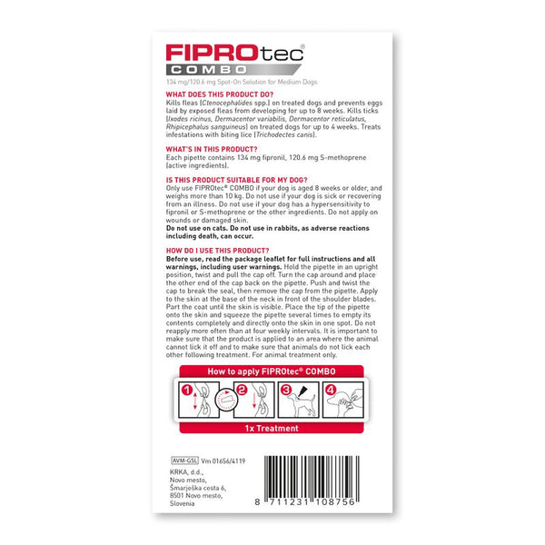 beaphar FIPROtec® COMBO Flea & Tick Spot-On for Dogs - M (10-20kg) || beaphar || view 3
