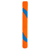 Orange play stick with blue stripes and embossed Chuckit logo, suitable for throwing games.