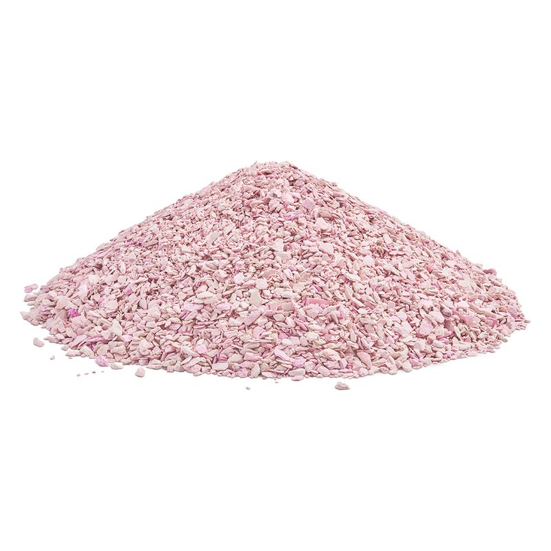 Pile of pink granules, possibly litter or filling material.