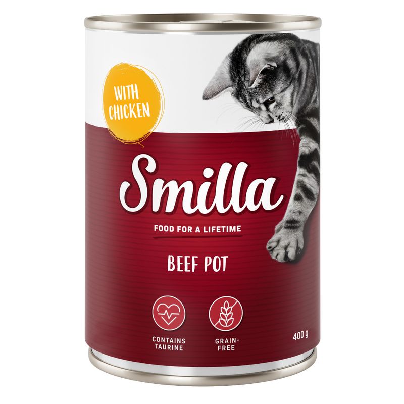 Smilla Beef Pot with chicken, 400g can. Contains taurine, grain-free. Food for a lifetime.