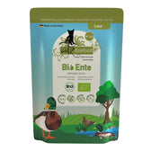 catz finefood Bio duck, monoprotein, high premium, grain-free, no animal testing, made in Germany, organic certificate, 94% meat content, no added sugar.