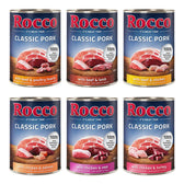 Rocco Classic Pork wet food, varieties: with beef & poultry hearts, with beef & lamb, with beef & chicken, with chicken & salmon, with chicken & veal, with chicken & turkey. 100% fresh ingredients, grain-free.