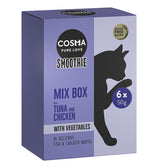Cosma Smoothie Mix Box with tuna and chicken, vegetables in fish and chicken broth. Grain-free recipe. Pack contains 6 x 50g.