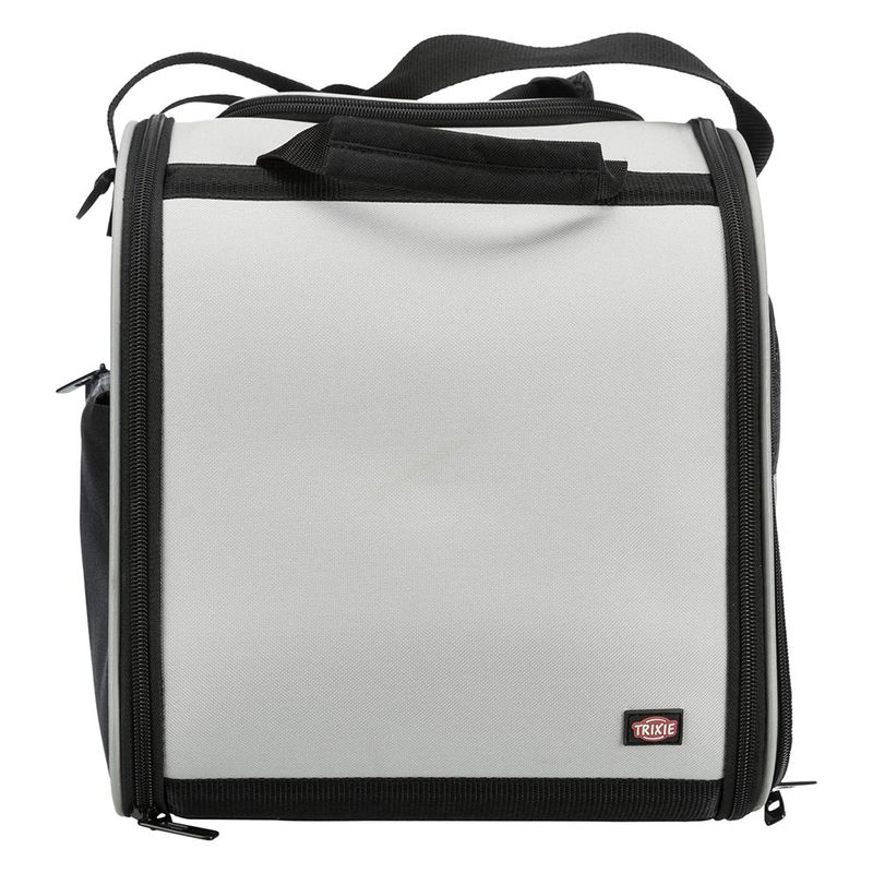 Transport bag by Trixie in grey with black accents, zips and carrying handle.