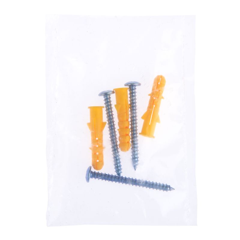 Set of four yellow plugs and four silver screws in a transparent package.