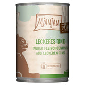 Mjamjam wet food for cats, tasty beef variety. Pure meat enjoyment from delicious beef, grain-free.