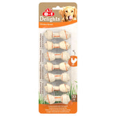 8in1 Delights Chicken Bones XS, long-lasting chewing fun, delicious chicken, for dogs up to 5kg. Pack of five chew bones.
