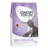 Concept for Life Mum & Young Kittens, dry food for pregnant/lactating cats and kittens from 6 weeks to 4 months, 3 kg pack.