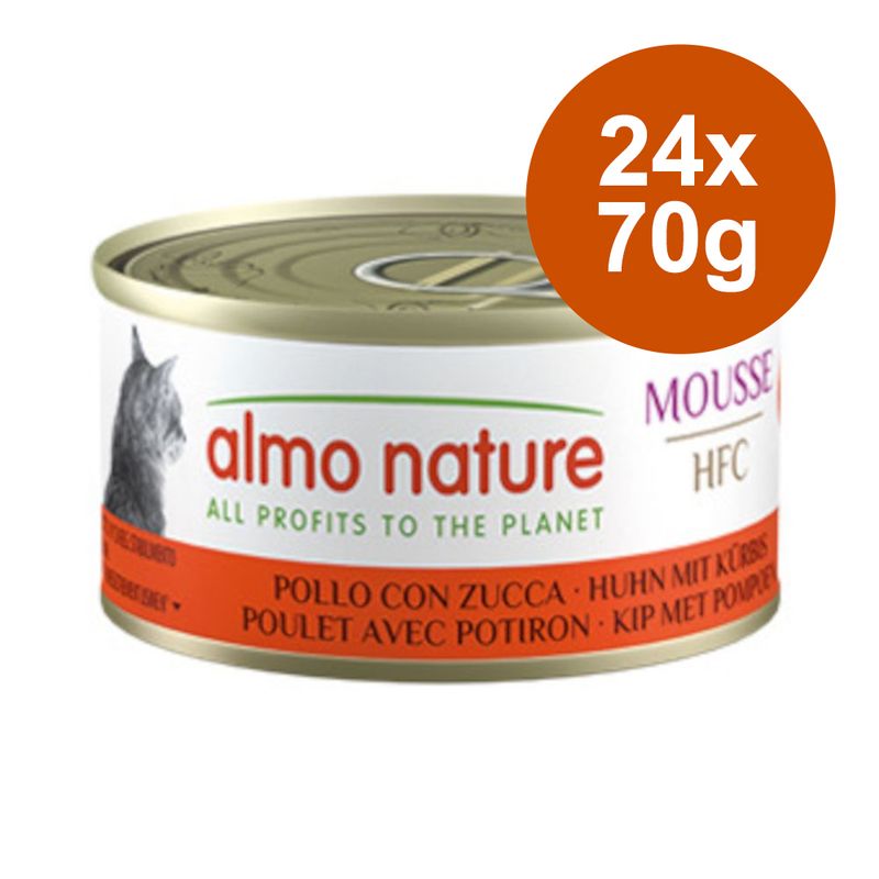 almo nature Mousse HFC, chicken with pumpkin, 24x70g. All profits for the planet.
