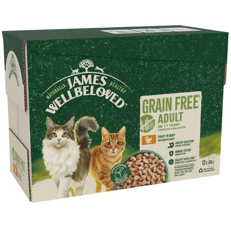 James Wellbeloved Adult Cat Hypoallergenic Pouches - Turkey in Gravy || James Wellbeloved || view 1