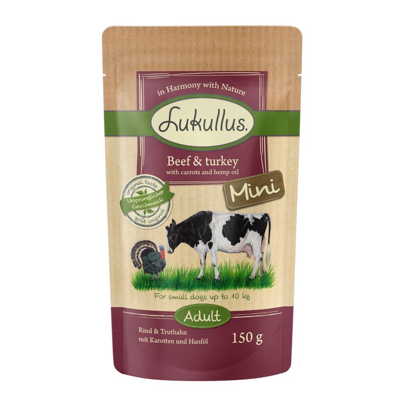Lukullus Natural Adult Mini Grain-free Pouches 6 x 150g || Lukullus || view 1