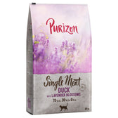 Purizon Single Meat Duck with lavender blossoms, 70% meat, 30% vegetables, 0% grain, 6.5 kg. Dry food for cats.