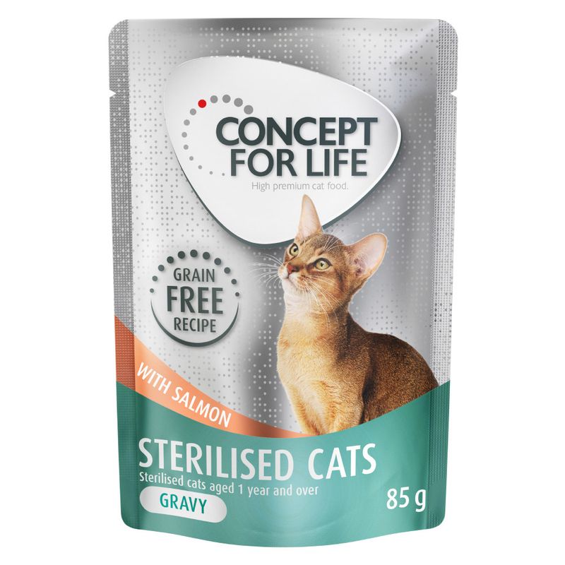 Concept for Life Sterilised Cats with salmon, grain-free recipe, for sterilised cats from 1 year, in gravy, 85 g.