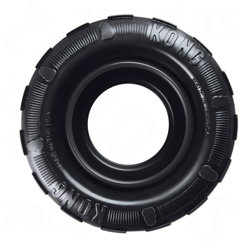 KONG tyre made of durable black material, with embossed KONG logo and text 'Made in the USA'.
