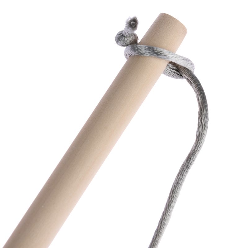 Wooden rod with grey rope, suitable for toys or accessories.
