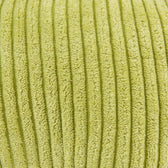 Close-up of green, ribbed fabric material with soft texture.