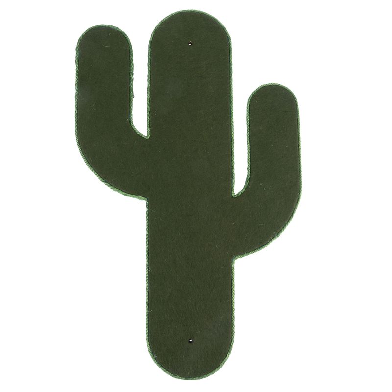 Green cactus-shaped scratching board made of felt material, suitable for cats to scratch.