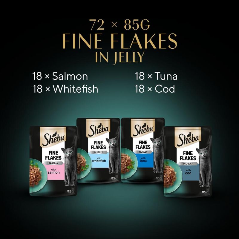 Sheba Pouches Fine Flakes in Jelly 72 x 85g || Sheba || view 9