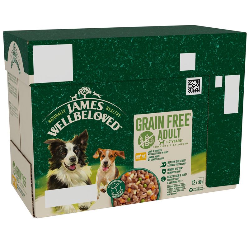 James Wellbeloved Adult Hypoallergenic Grain Free Pouches - Lamb & Chicken in Gravy || James Wellbeloved || view 1