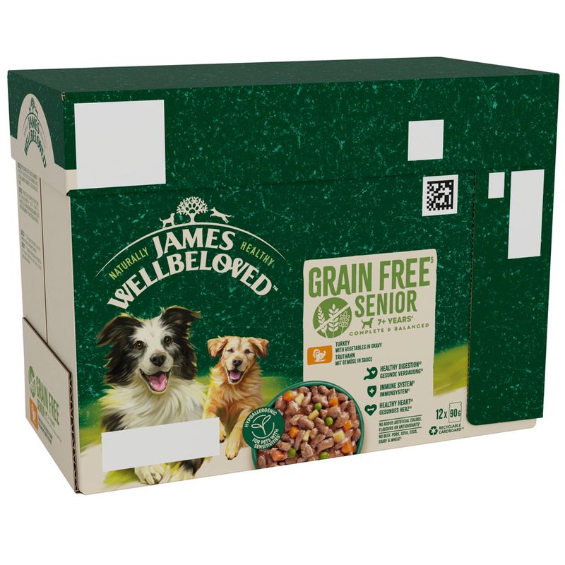 James Wellbeloved Senior Hypoallergenic Grain Free Pouches - Turkey in Gravy || James Wellbeloved || view 1