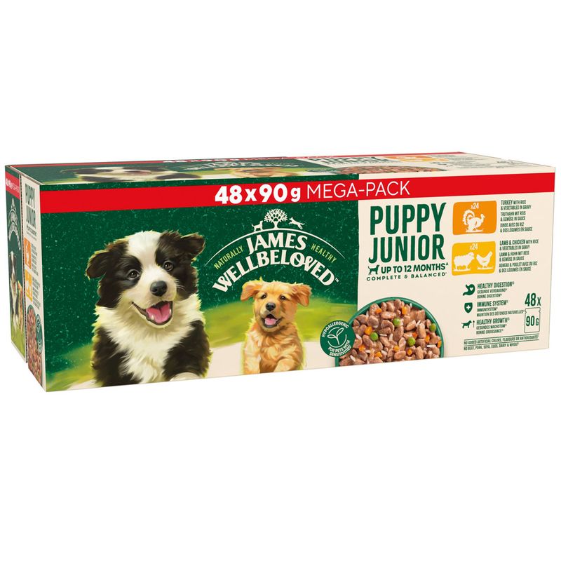 James Wellbeloved Puppy Hypoallergenic Pouches - Turkey, Lamb & Chicken in Gravy || James Wellbeloved || view 1