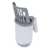 Grey and white container with ventilation grid and clip for attachment, suitable for various applications.