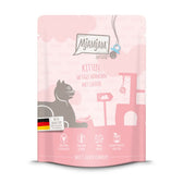 Mjamjam Quetschie Kitten juicy chicken with salmon oil. Top quality from German production, grain-free, monoprotein, complete food for kittens.