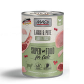 MAC's Super Food for Cats, lamb & turkey. Made in Germany, grain-free, high meat content. Complete food for adult cats.