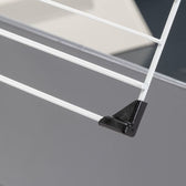 Close-up view of a white metal grid with black plastic holder, suitable for cages or enclosures.