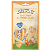 Meowee! Savoury Spoonables. Made with real chicken breast meat. No artificial colours or preservatives. Built-in spoon for less mess.