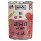 MAC's Super Food for Cats, beef. Made in Germany, complete food for adult cats, grain-free, high meat content.