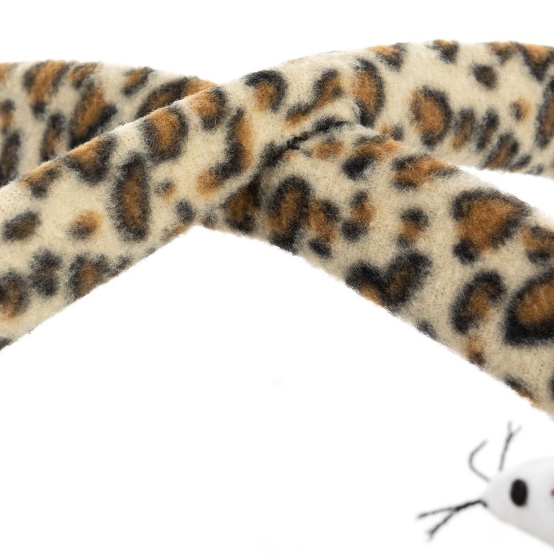 Toy with leopard pattern and white mouse, suitable for pets.