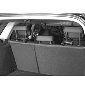 Rear view of a car with headrests and mounted brackets for a safety grille. Suitable for separating boot and passenger compartment.