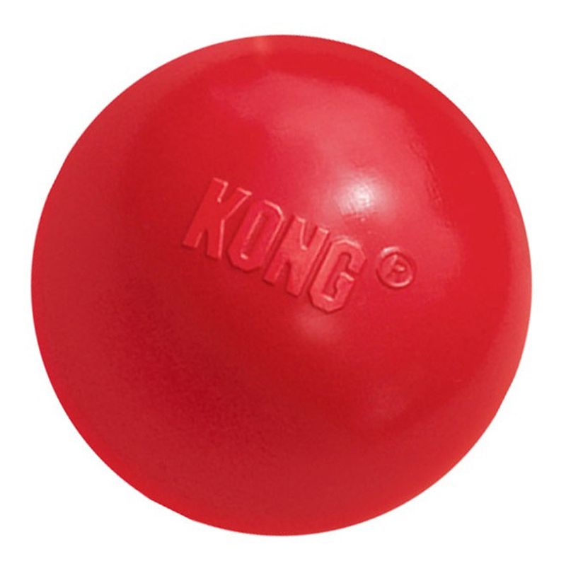 Red ball with KONG logo, suitable for pet toys.
