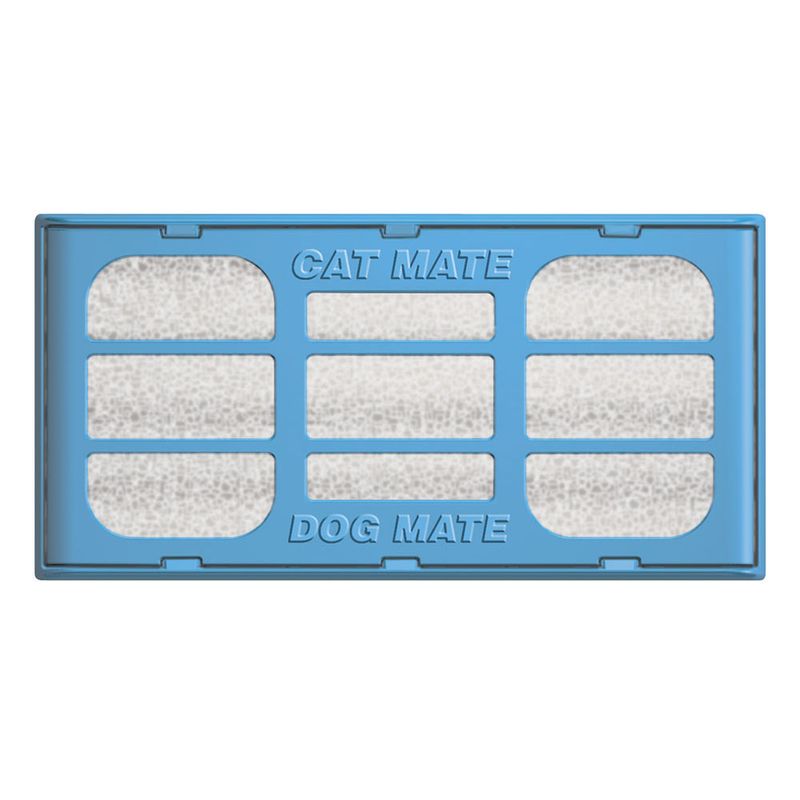 Replacement filter for Cat Mate and Dog Mate pet doors, rectangular, blue with white filter material.