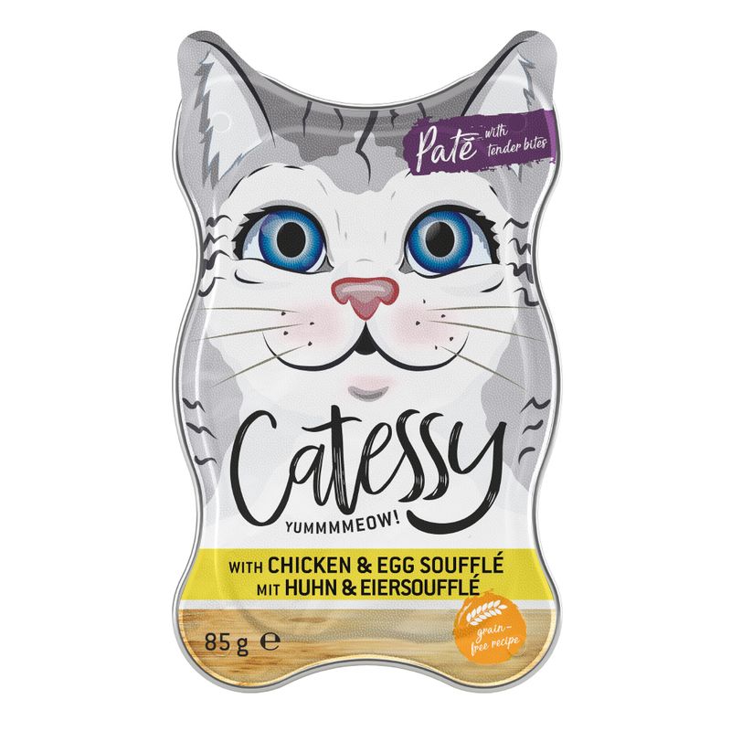 Catessy pâté with tender bites, chicken and egg soufflé flavour, grain-free recipe, 85g.