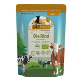 catz finefood Bio beef, monoprotein, high premium, grain-free, no animal testing, made in Germany, organic certificate, 94% meat content, no added sugar.