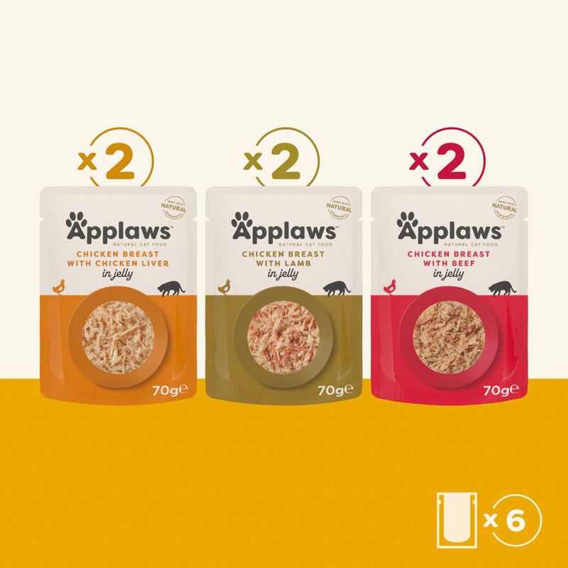 Applaws Adult Cat Pouches in Jelly Trial Pack 6 x 70g