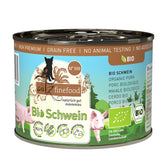 catz finefood Bio pork, N° 509, DE-ÖKO-006, no added sugar, no animal testing, grain-free, 95.5% meat content, organic certificate German agriculture.