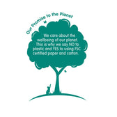 Our promise to the planet: no plastic, instead FSC-certified paper and cardboard for a sustainable future.
