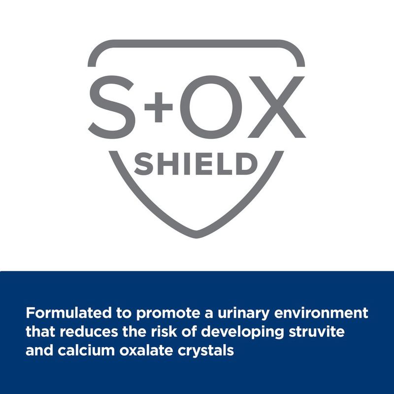 S+OX Shield. Formulated to promote a urinary environment that reduces the risk of developing struvite and calcium oxalate crystals.