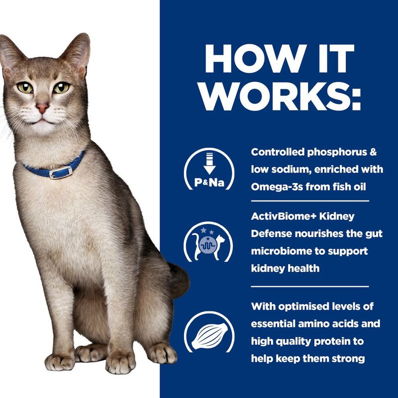 How it works: Controlled phosphorus and low sodium with Omega-3s, ActivBiome+ Kidney Defense for gut health, and optimised amino acids and protein to support strength.