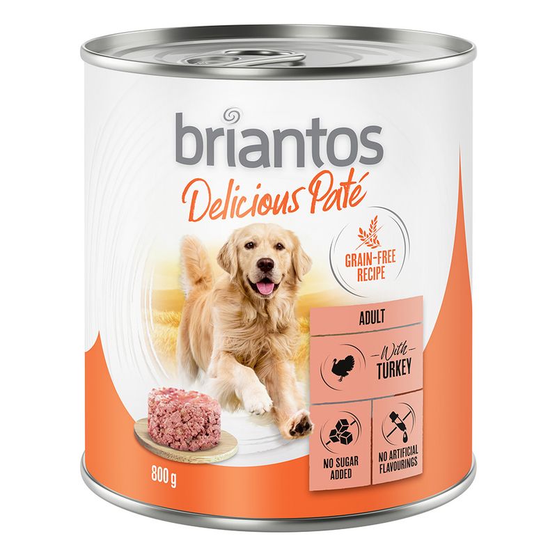 Briantos Delicious Paté, Adult, with turkey, grain-free recipe, no added sugar, no artificial flavours, 800 g can.