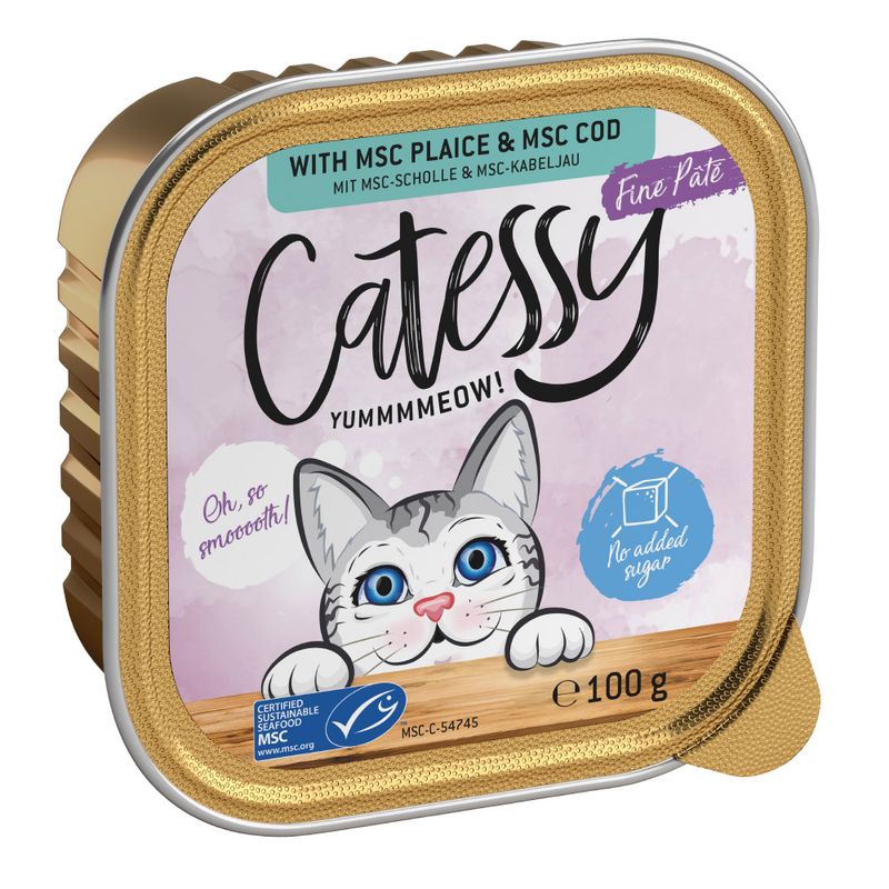 Catessy Fine Paté with MSC plaice and MSC cod, certified sustainable seafood, no added sugar, 100g.