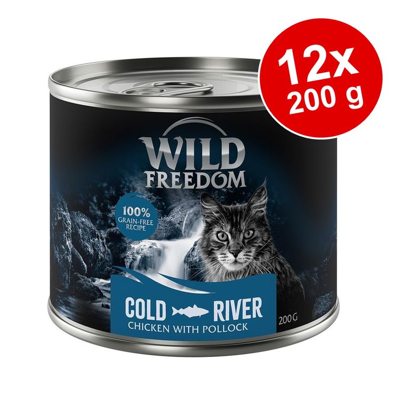 Wild Freedom Cold River, chicken with pollock, 12x200g, 100% grain-free recipe.